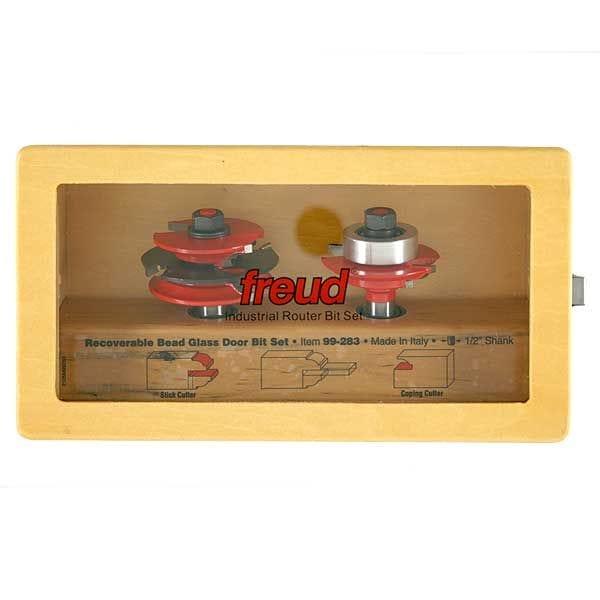 99-283 Recoverable Bead Glass Door Router Router Bit Set 2 Piece Bead Profile 1/2"SH